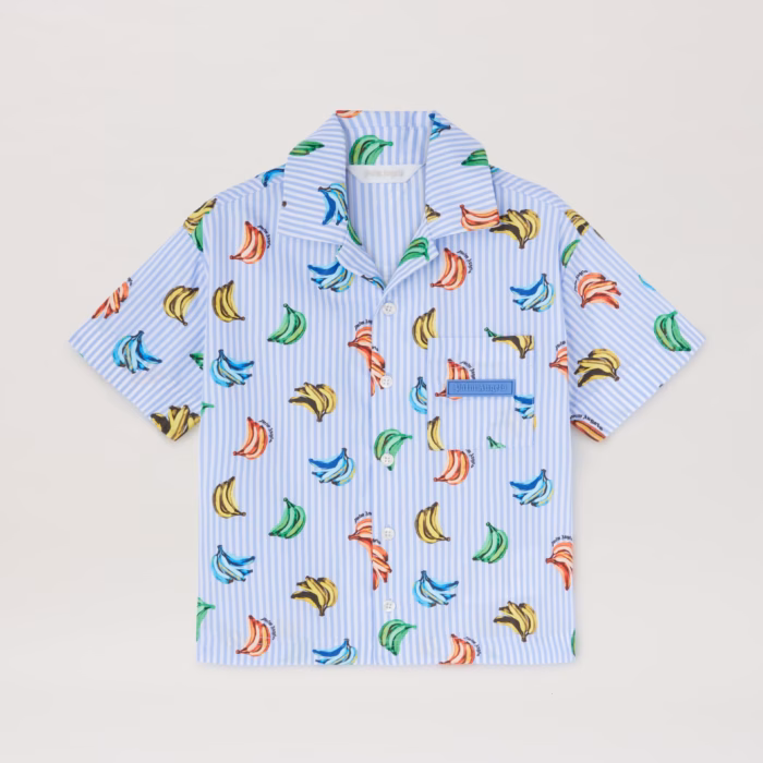 AOP BANANAS BOWLING SHIRT S/S SKY BLUE D