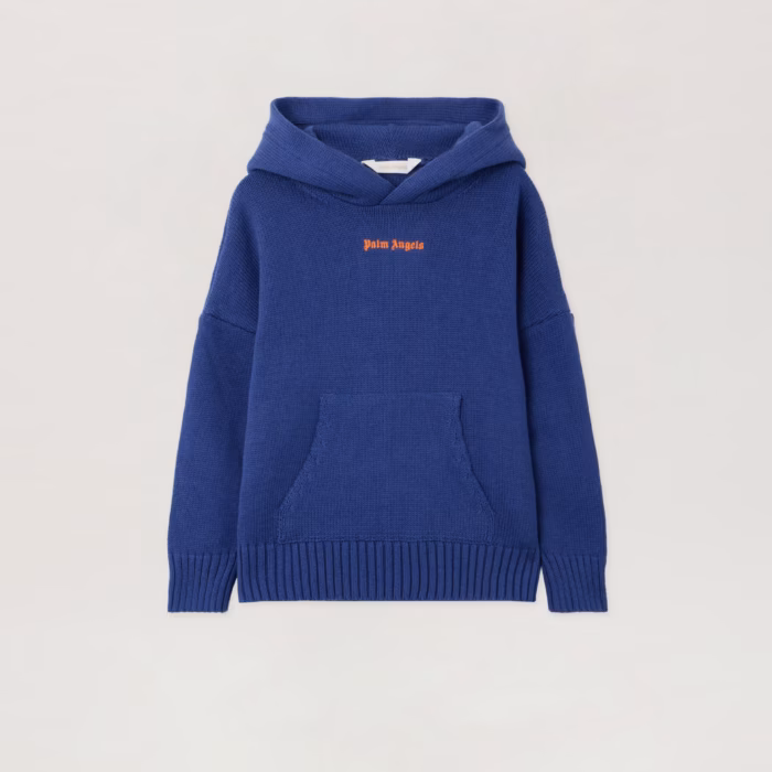 Knit Hoodie with Palm Tree Motif