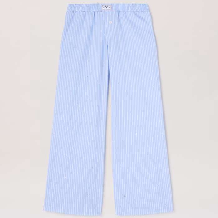 PA OVER RHINESTONE WIDE PANT DUSTY BLUE