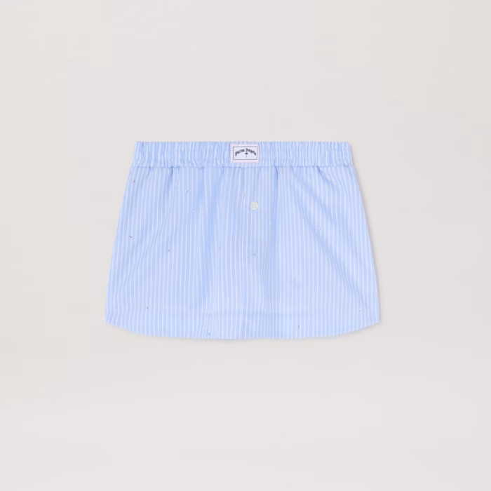 PA OVER RHINESTONE MINI SKIRT DUSTY BLUE