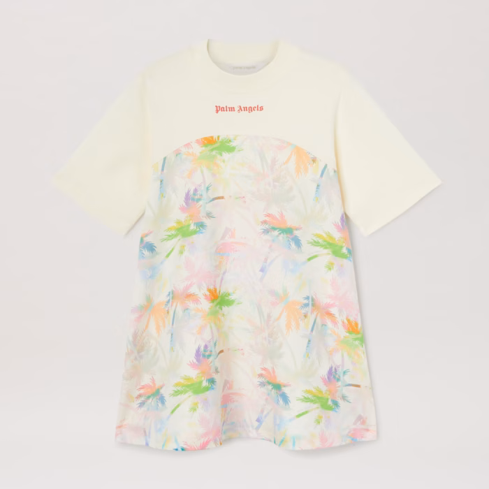 AOP PALMS  T- SHIRT DRESS BUTTER ROSEPIN