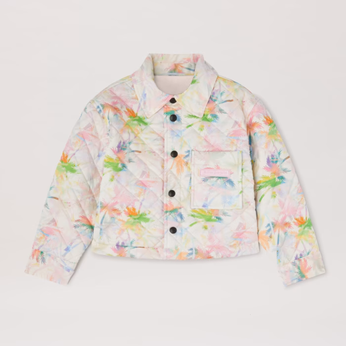 AOP PALMS REV.PADDED JKT O/S BUTTER ROSE