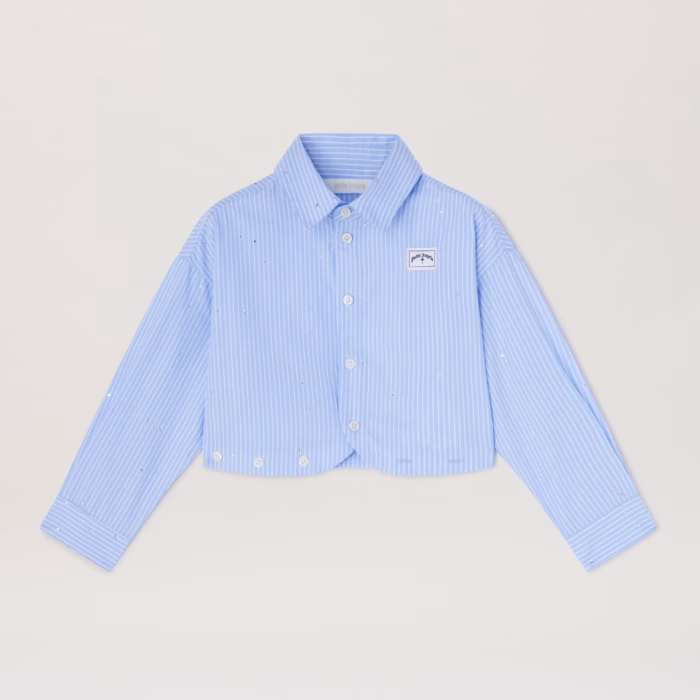 PA OVER RHINESTONE L/S SHIRT DUSTY BLUE