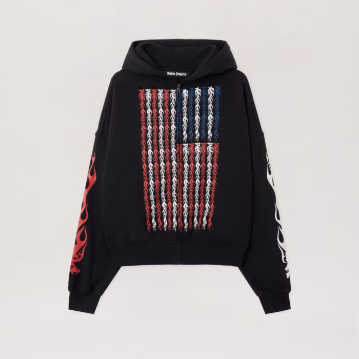Flames Flag Zip Hoodie