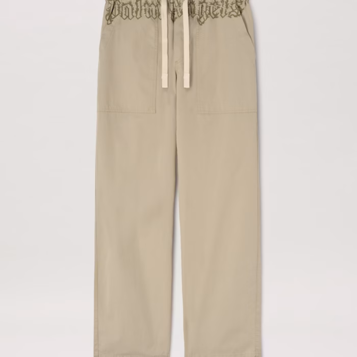 WAIST LOGO LOOSE PANTS BEIGE - MILITARY