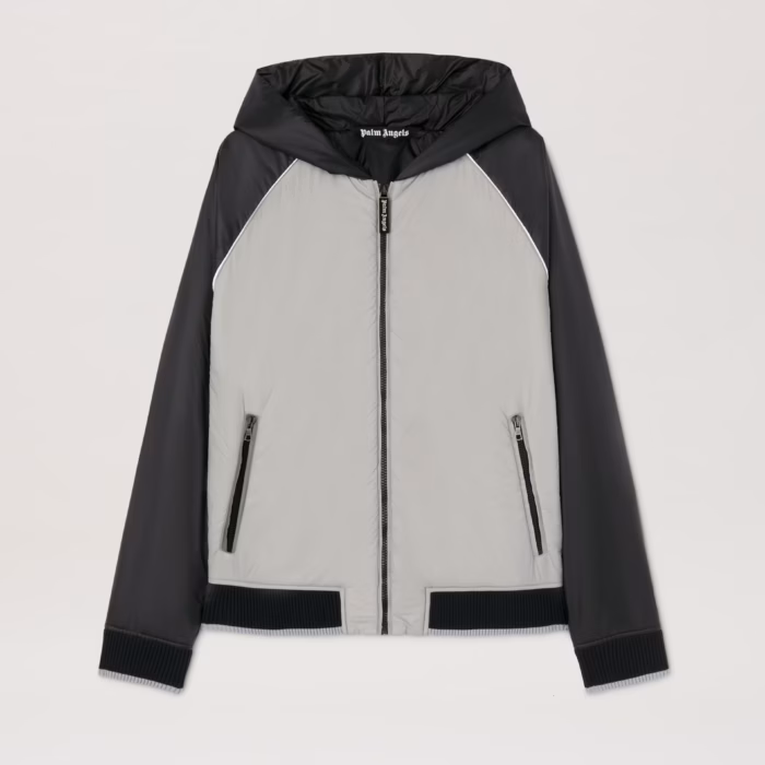 CURVED LOGO NYLON WINDBREAKER GREY - BLA