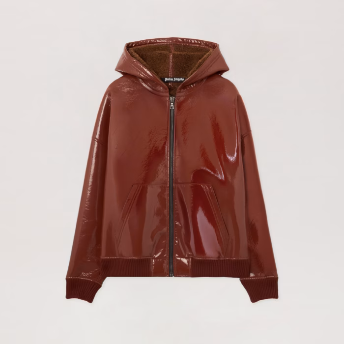 Curved Logo Vinyl Bomber Jacket