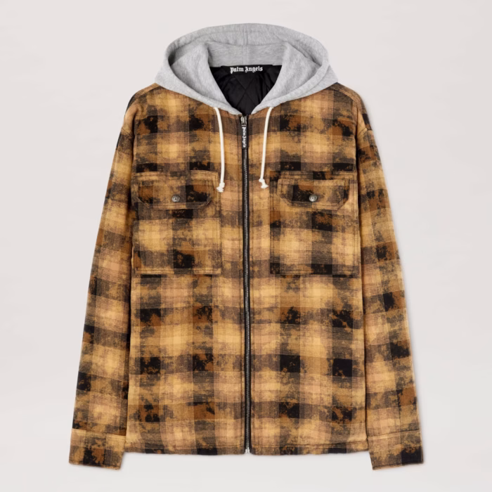 CURVED LOGO CHECK OVERSHIRT BROWN - OFF