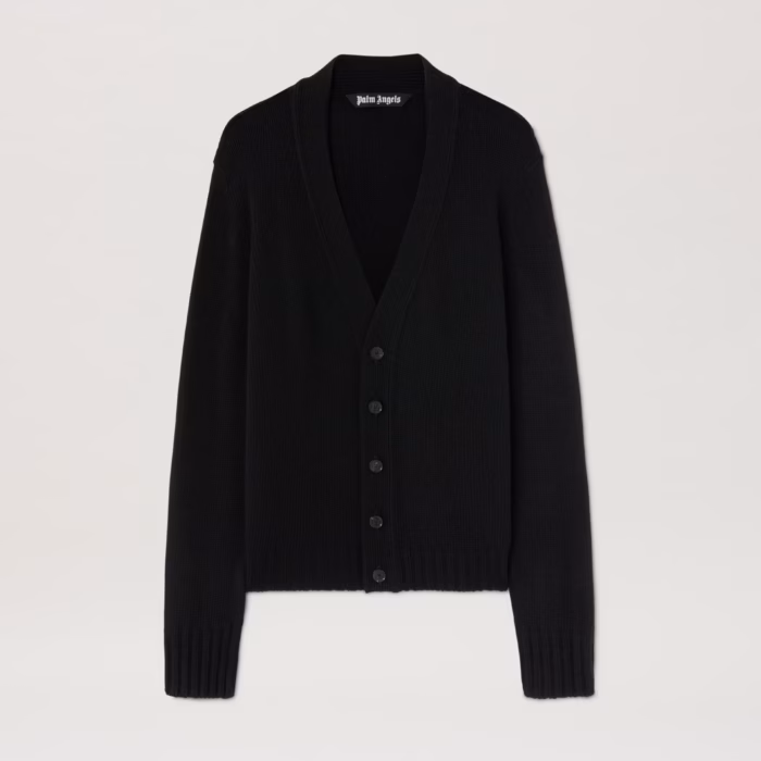 CURVED LOGO CARDIGAN BLACK - GREY MELANG