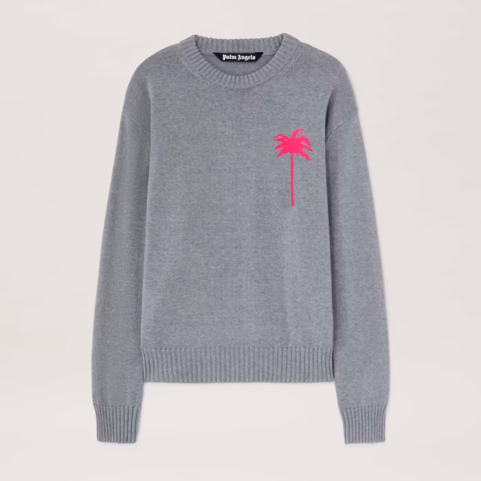 BACK PALMS KNIT SWEATER GREY MELANGE - F