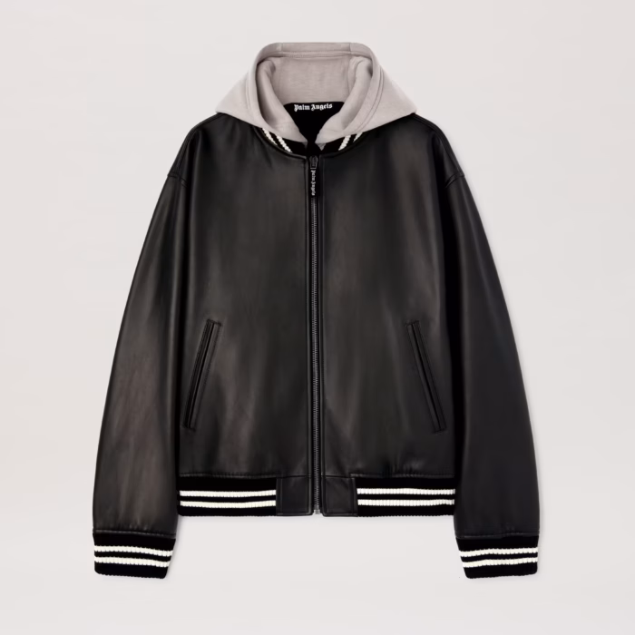 CURVED LOGO LEATHER BOMBER BLACK - OFF W
