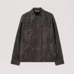 Curved Logo Coated Overshirt