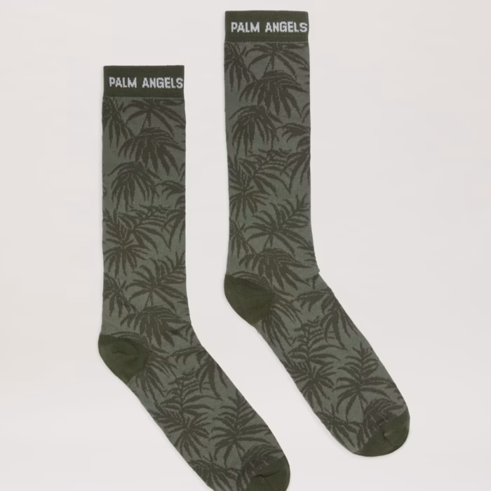 JACQUARD PALMS LOGO SOCKS MILITARY GREEN
