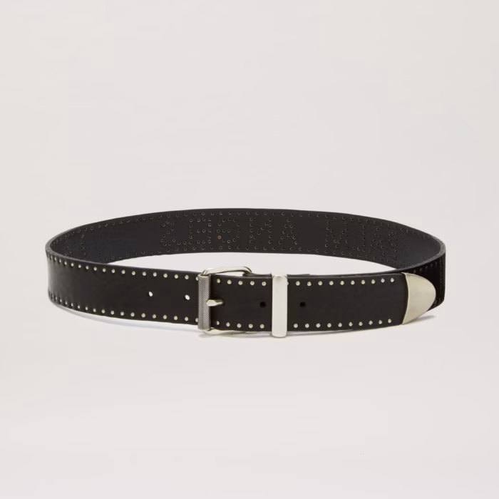 LEATHER STUDS LOGO PA BELT