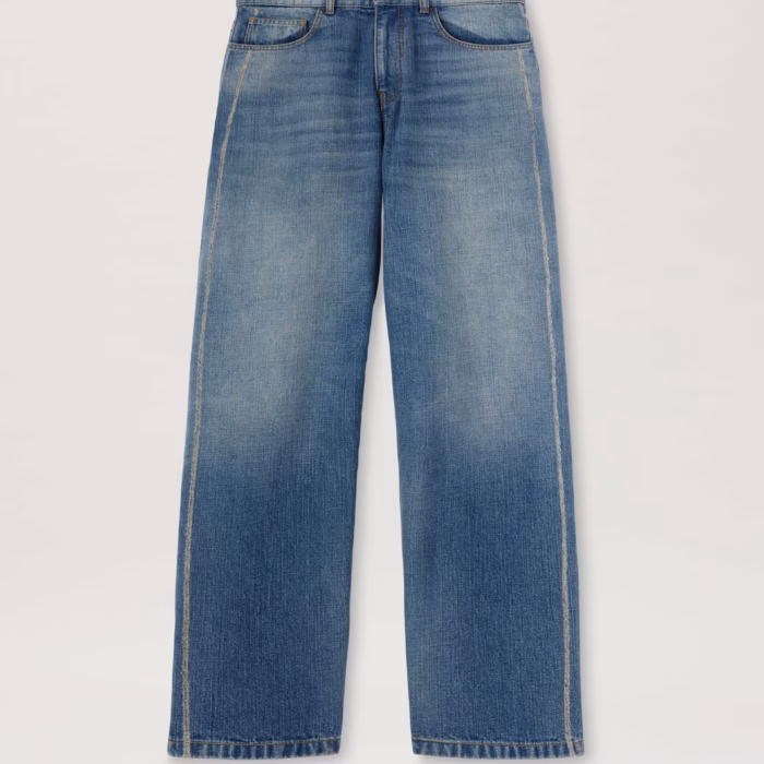 CURVED LOGO LOOSE 5 POCKETS LIGHT BLUE -