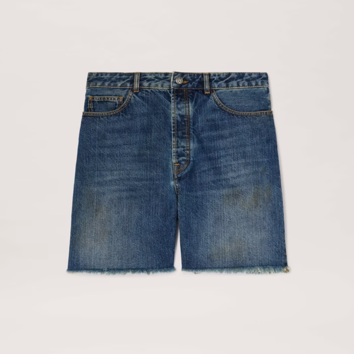 CURVED LOGO DENIM SHORTS BLUE - LIGHT BL