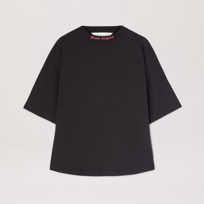 BACK CURVED LOGO LOOSE TEE BLACK - FUCHS