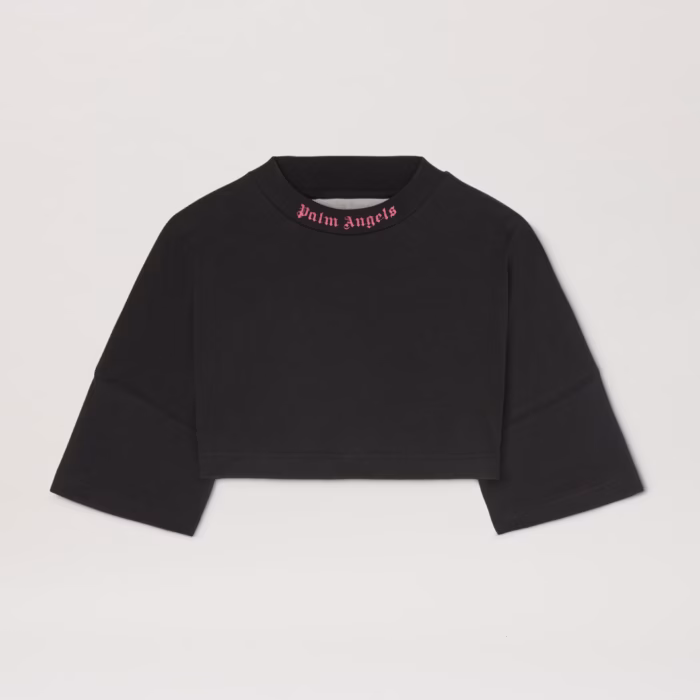 BACK CURVED LOGO MINI TEE BLACK - FUCHSI