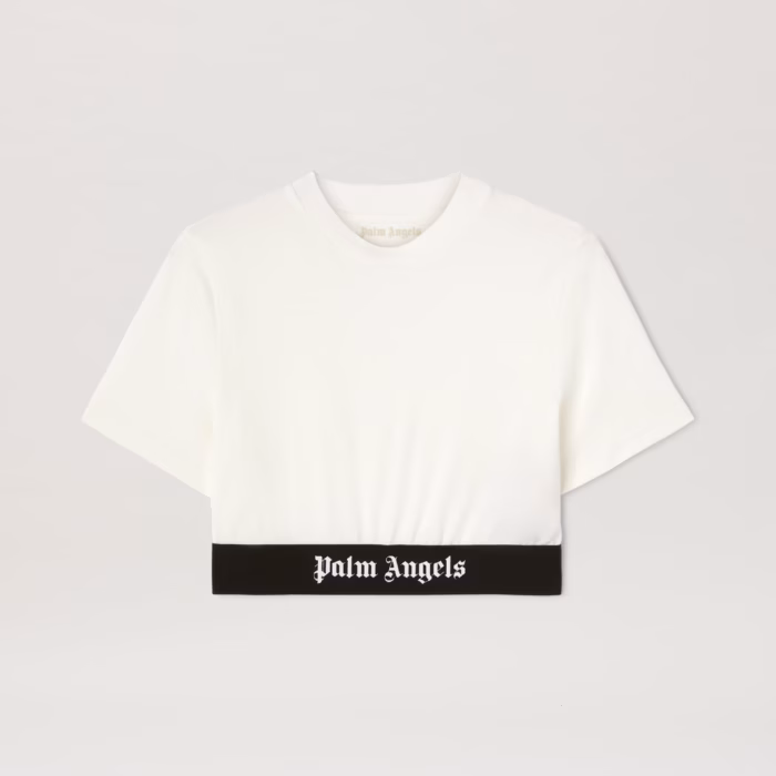 Classic Logo Tape Crop Tee Off White Bla
