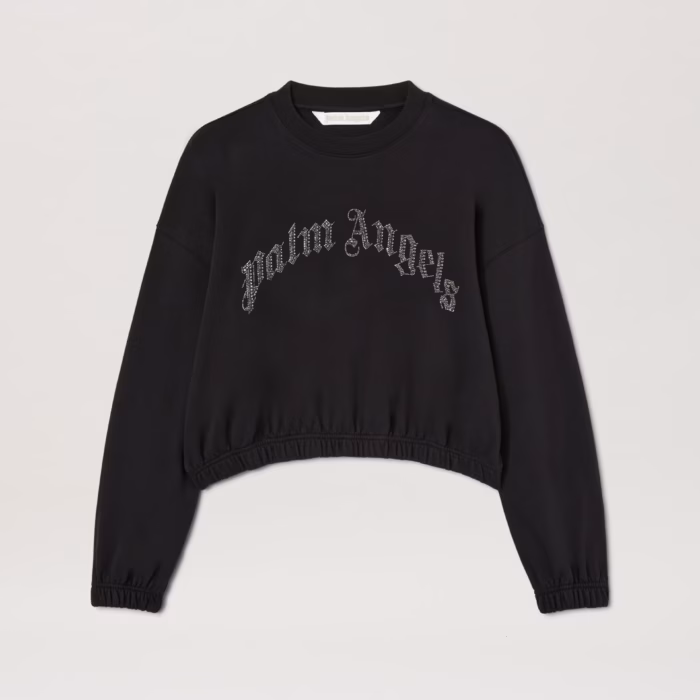 RHINESTONE CURVED LOGO D CREW BLACK - SI