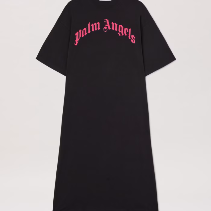 CURVED LOGO MAXI TEE DRESS BLACK - FUCHS