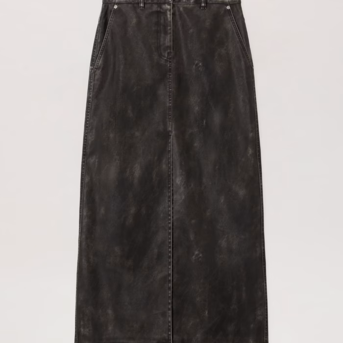 Curved Logo Coated Long Skirt