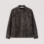 Curved Logo Coated Overshirt