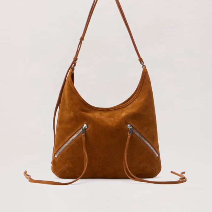 Zip-Up Suede Maxi Bag