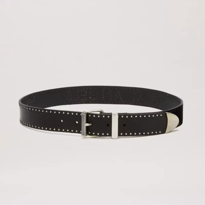 LEATHER STUDS LOGO PA BELT