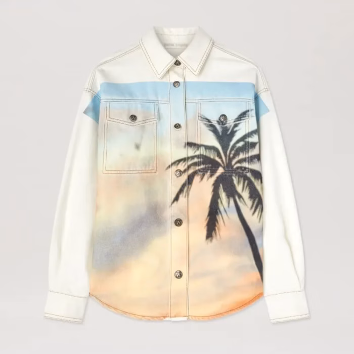 SUNRISE PALM DENIM OVERSHIRT OFF WHITE -